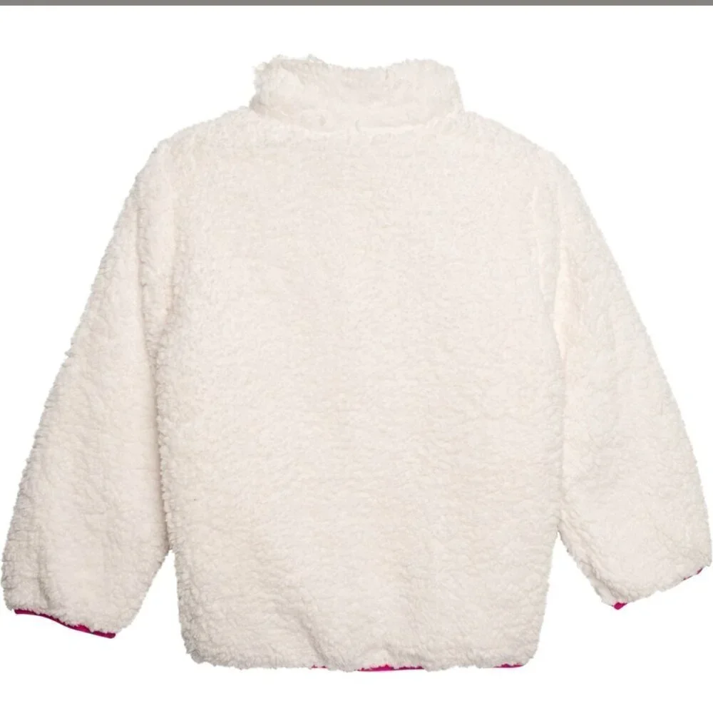 Birch & Stone SZ12 Girls Ivory Sherpa Parka Jacket Y2K Comfy Outdoor Layering Pi